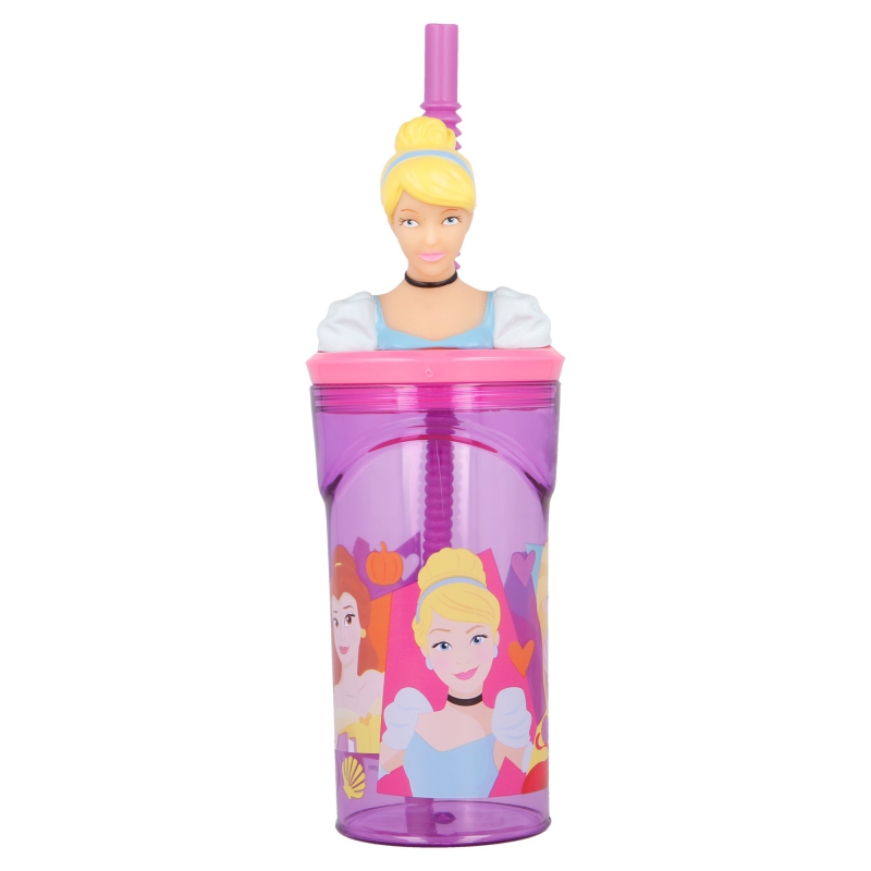 Princess Disney Mugg med Sugrör 3D