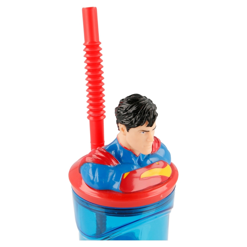 Superman Mugg med Sugrör 3D - 3