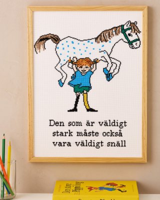 Permin Korsstygnskit 30x40 Pippi & Lilla Gubben Aida 5,4