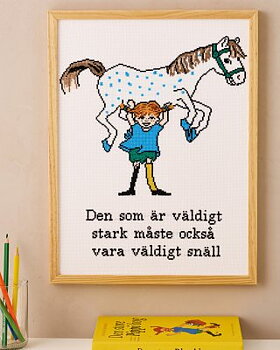 Permin Korsstygnskit 30x40 Pippi & Lilla Gubben Aida 5,4