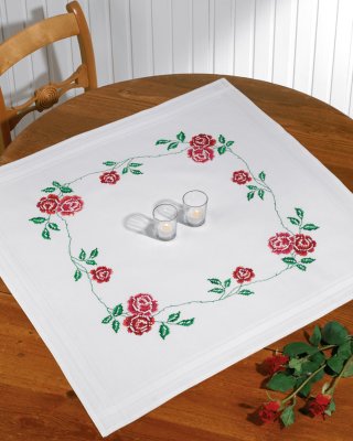 Duk 80 x 80 x-stygn utan garn rosor