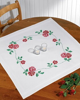 Duk 80 x 80 x-stygn utan garn rosor