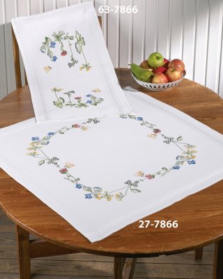Duk 80 x 80 utan garn Mandelblomster