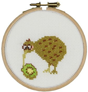Pako Tavla rund 10 cm Funny Kiwi bird Aida 5,5