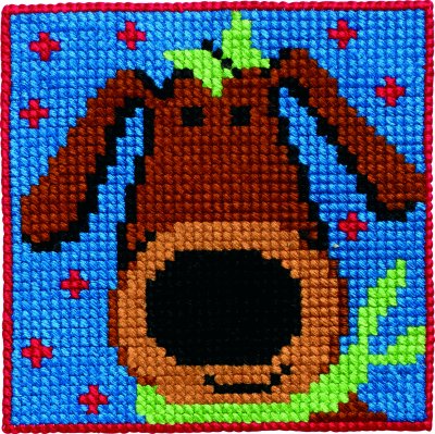 Barnbroderi 25x25 hund