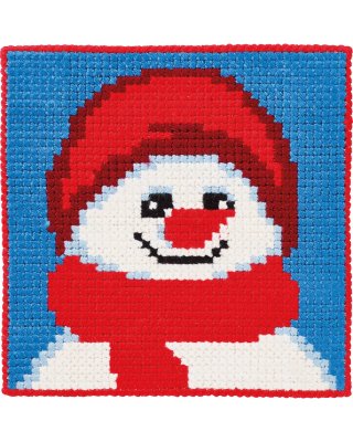 Barnbroderi 25x25 Snögubbe