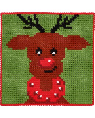 Barnbroderi 25x25 Rudolf med röda mulen