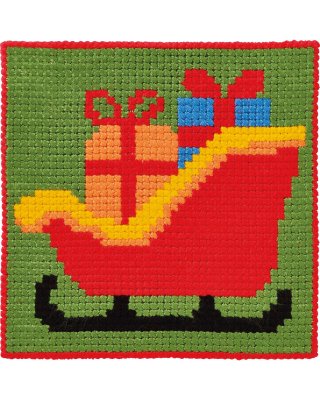 Barnbroderi 25x25 Släde med klappar