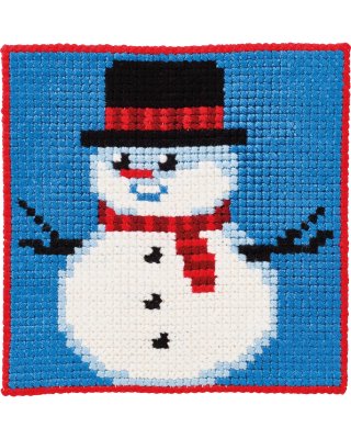 Barnbroderi 25x25 Snögubbe med hatt