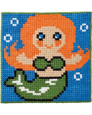 Barnbroderi 25x25 Sjöjungfru