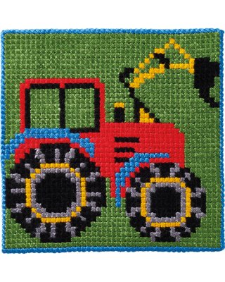 Barnbroderi 25x25 Traktor