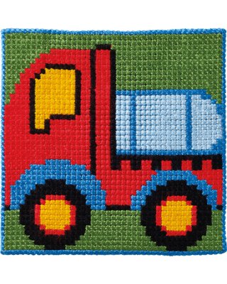 Barnbroderi 25x25 Lastbil