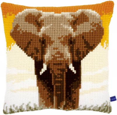 Vervaco korsstygnskudde 40x40 Elefant på savannen