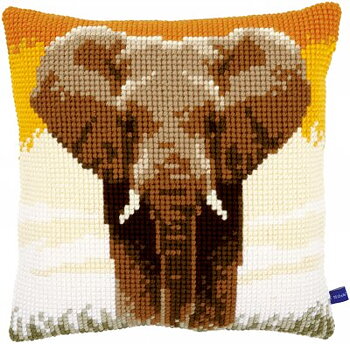 Vervaco korsstygnskudde 40x40 Elefant på savannen