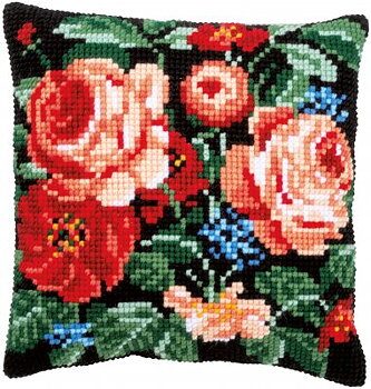 Vervaco korsstygnskudde 40x40 Rosor
