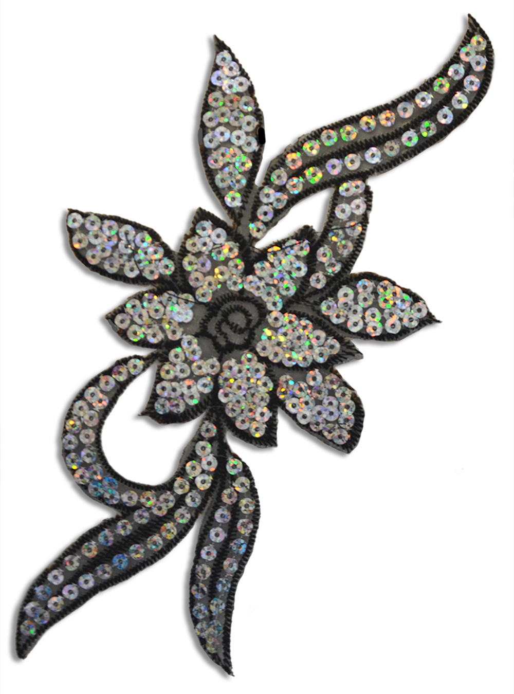 PALJETTBLOMMA - svart/silver