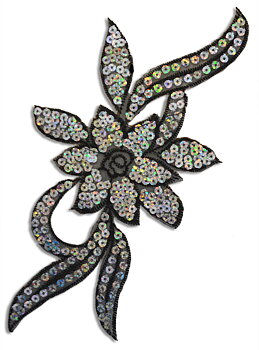 PALJETTBLOMMA - svart/silver