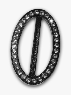 Spänne  OVAL svart/crystal
