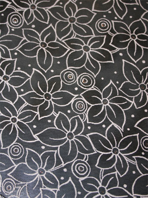 Mesh FLOWERS svart/vit/silver
