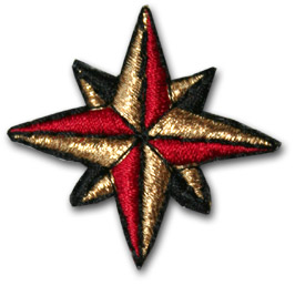 Dubbelstjärna - guld/röd/svart