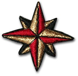 Dubbelstjärna - guld/röd/svart