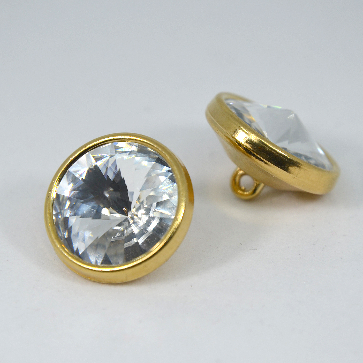 Swarovskiknapp Guld/Crystal, 20 mm