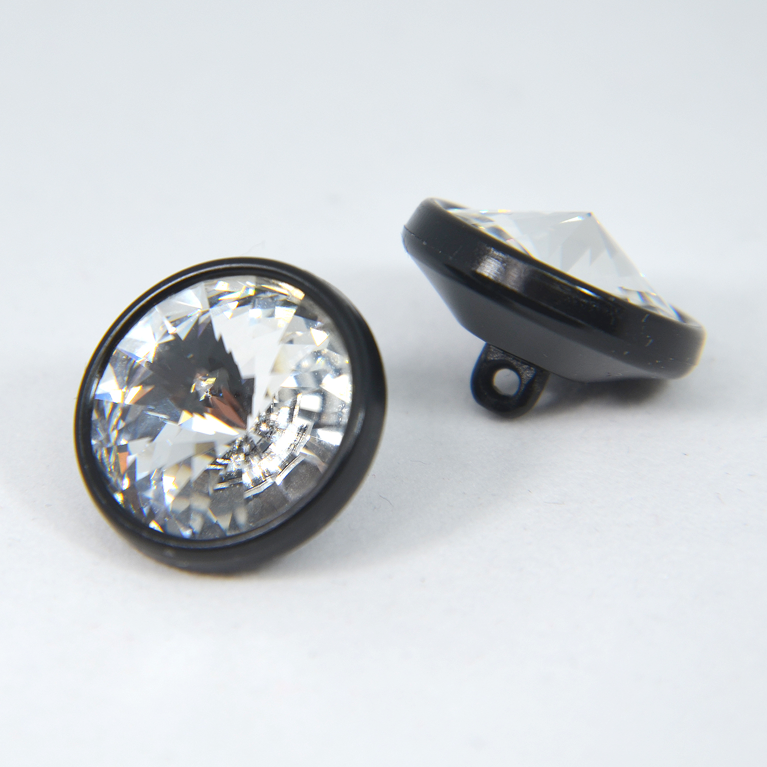 Swarovskiknapp Svart/Crystal, 20 mm