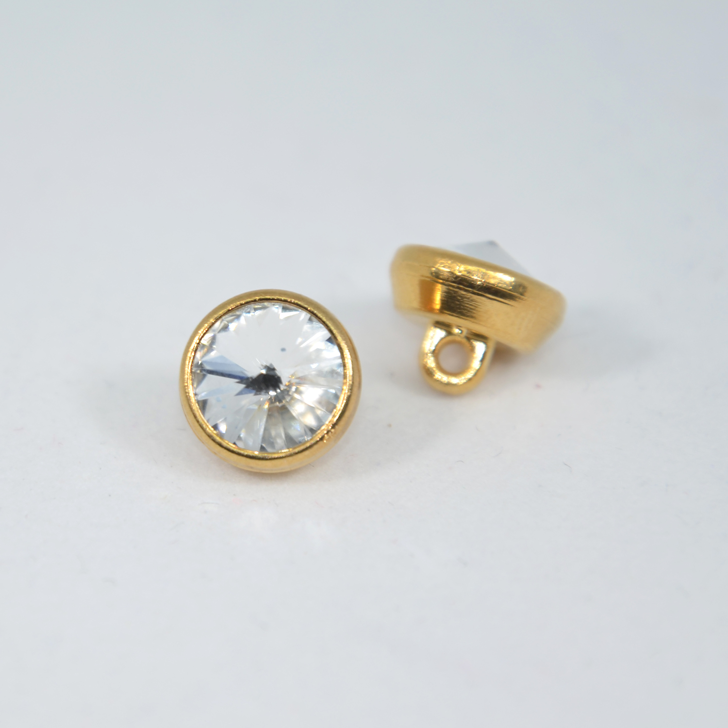 Swarovskiknapp Guld/Crystal, 10 mm