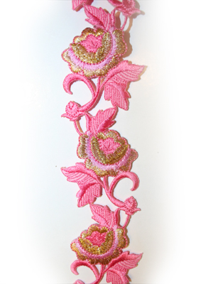 BLOMBAND - rosa/guld