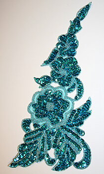 BLOMRANKA  - turkos, 30x13 cm