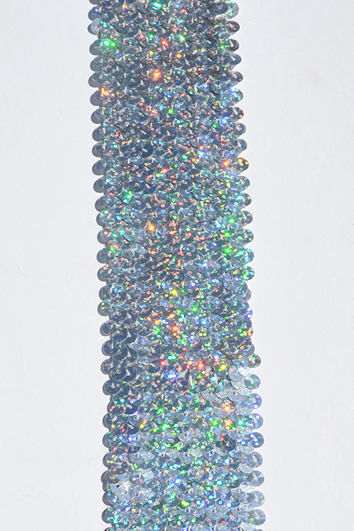 PALJETTBAND - silver 5 cm holo