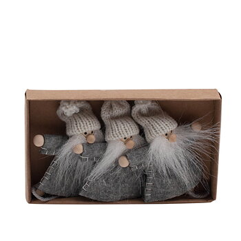 JULGRANSDEKORATION - TOMTE 3-PACK/GRÅ