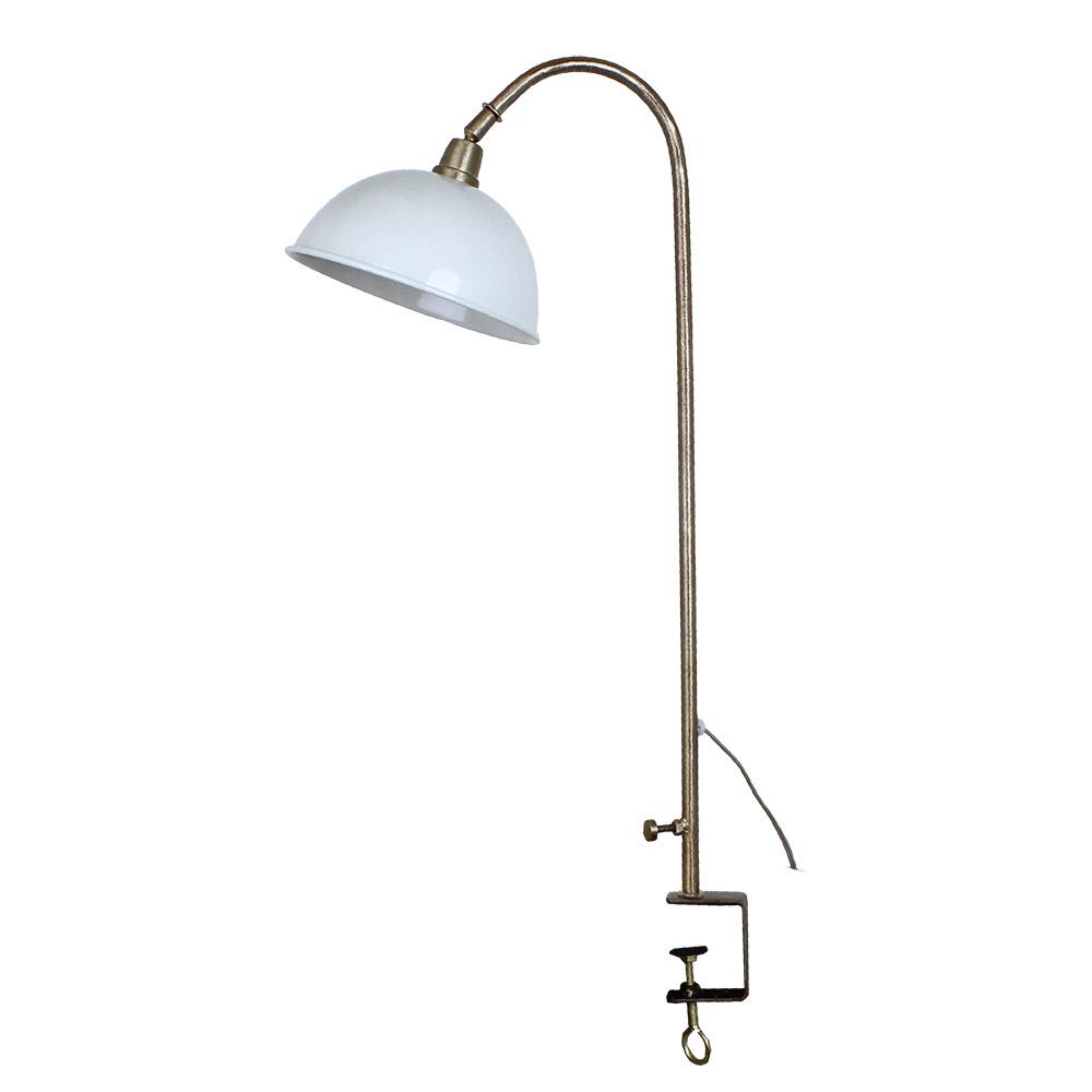 LAMPA M. SKRUVFÄSTE - MÄSSING/VIT