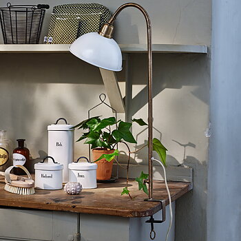 LAMPA M. SKRUVFÄSTE - MÄSSING/VIT