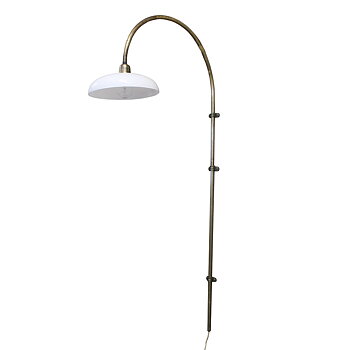 VÄGGLAMPA - ANTIK MÄSSING/VIT