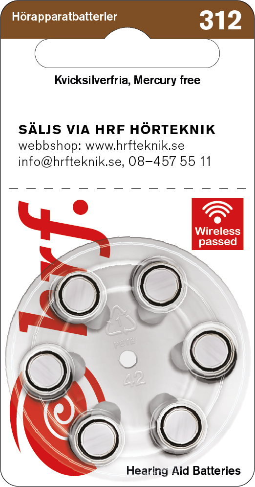 Hörapparatsbatteri 312/5 st