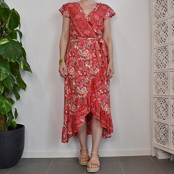Omlottklänning Flower RED - CoconutMilk by Stajl