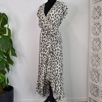 Omlottklänning Leopard CREAM - CoconutMilk by Stajl