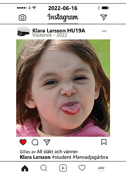 Student sign Instagram