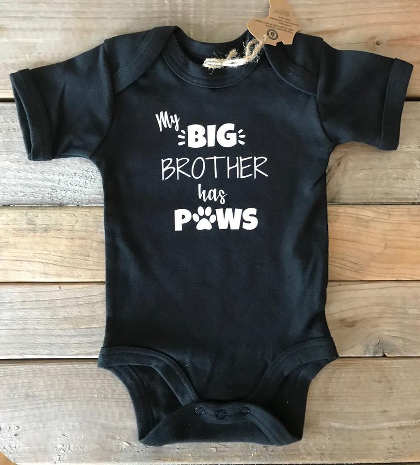 Newborn My Big Brother Has Paws Baby Grow My Big Sister /brother