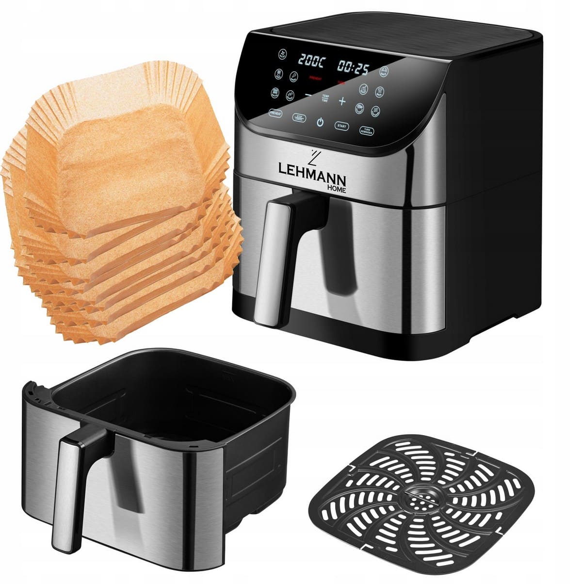 Övriga2 Varmluftsfritös Airfryer 8L – Hälsosam matlagning utan olja, 1800W, LCD, Lehmann Prokado - 10