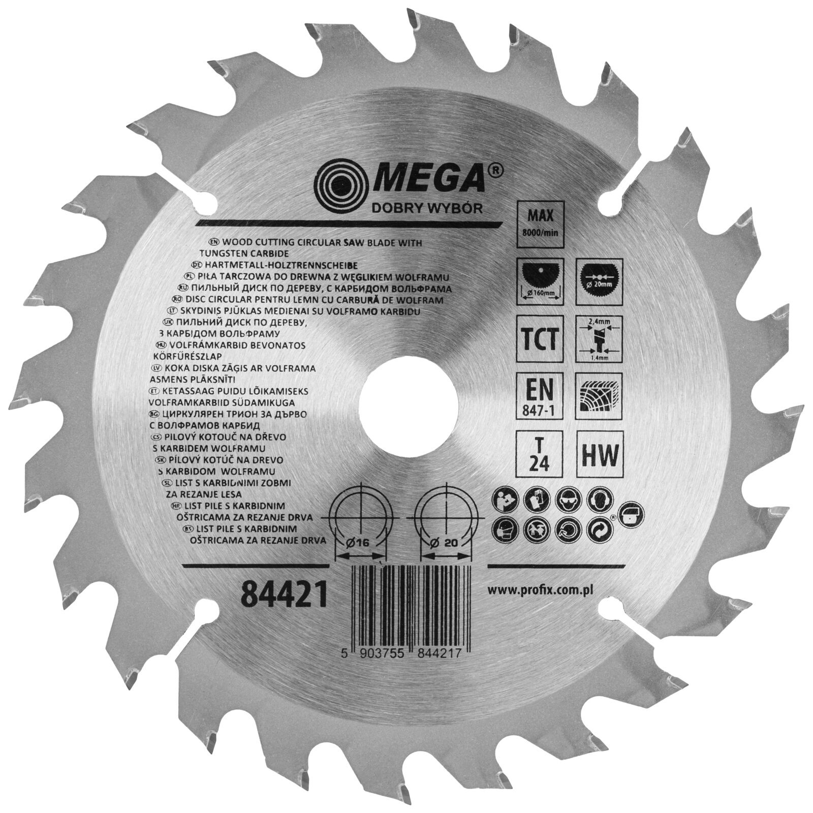Circular Saw for Wood 160*24T*20/16 mm