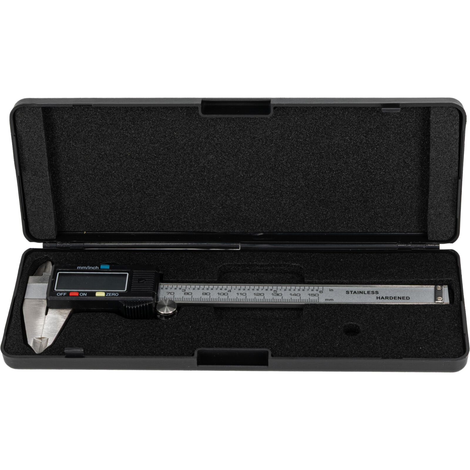 Mega Skjutmått, digitallt, 150 mm, nogrannhet 0, 02 mm. OnOff, Zero, mm, tum. Rosfritt stål, inkl. 2 batterier (ett extra) - 3