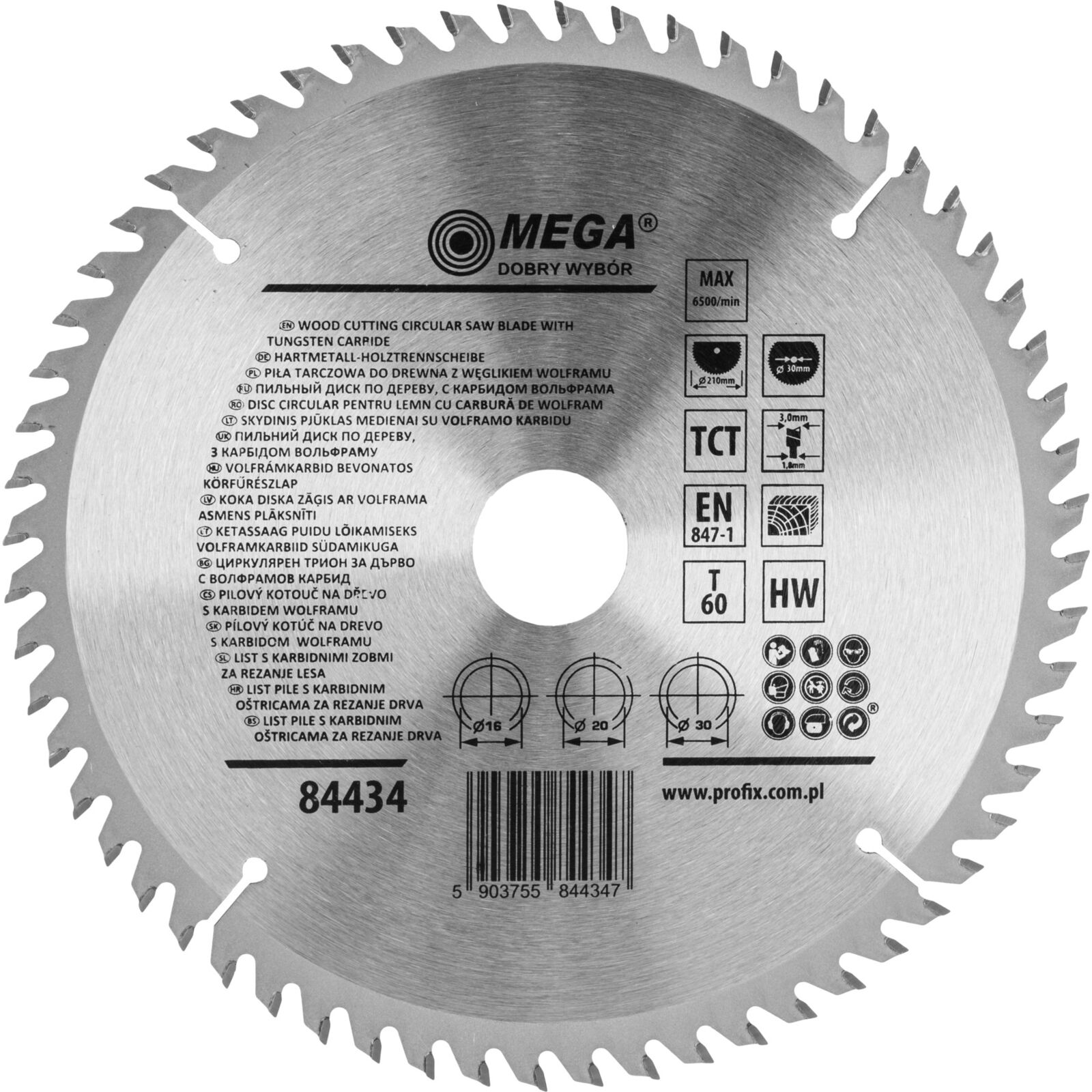 Circular Saw for Wood 210*60T*30/20/16 mm