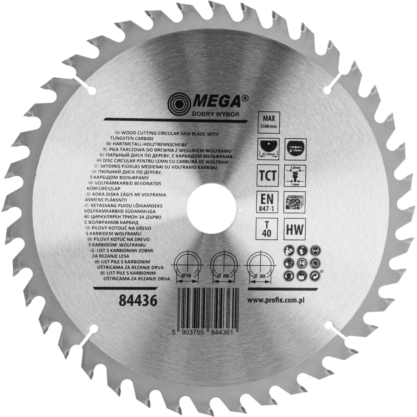 Circular Saw for Wood 250*40T*30/20/16 mm