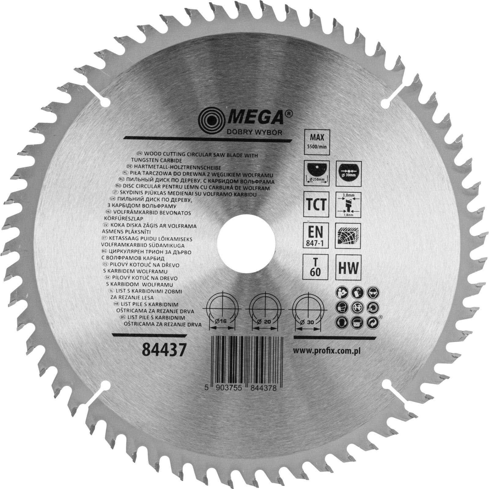 Circular Saw for Wood 250*60T*30/20/16 mm