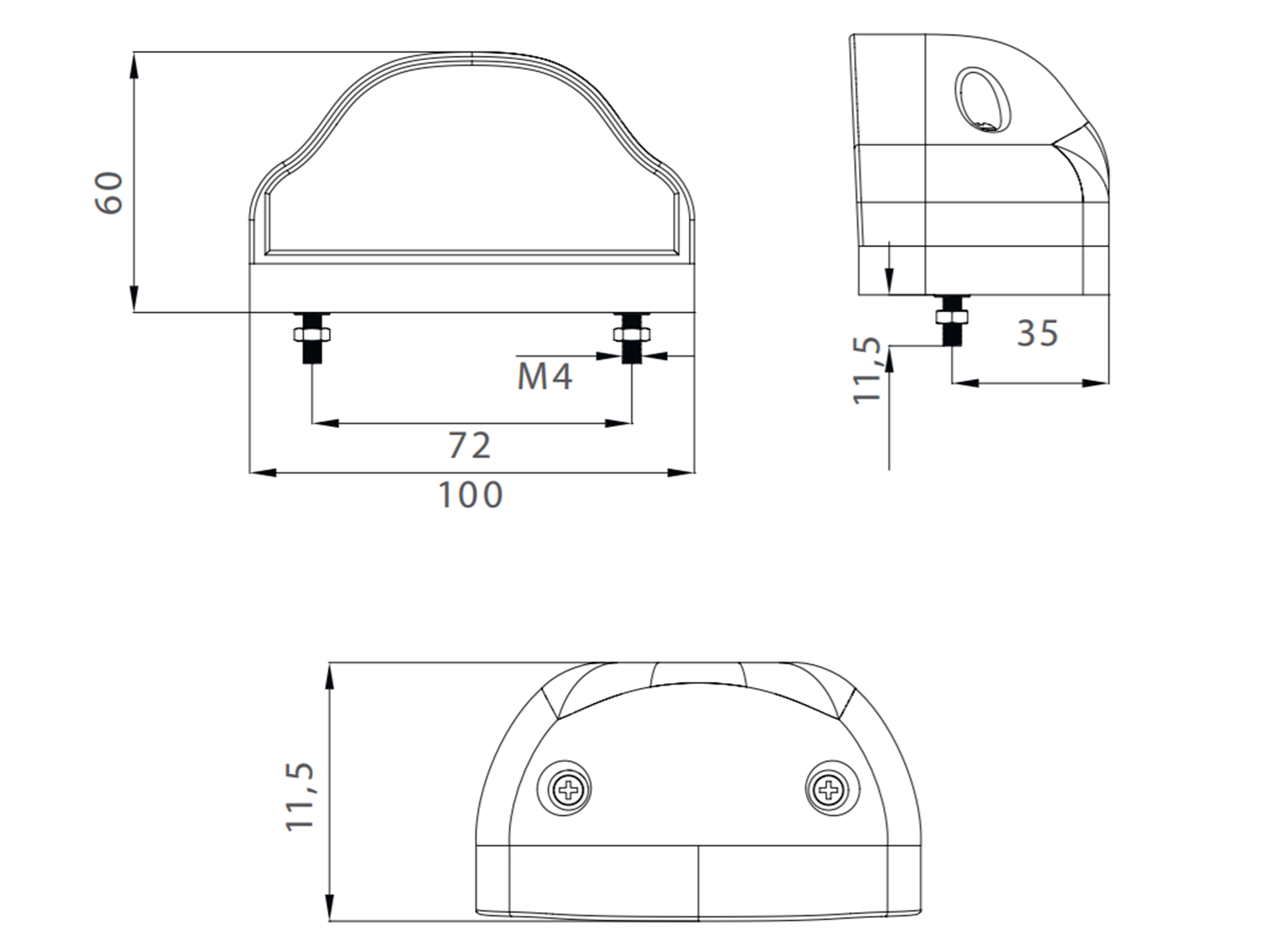 Nummerskyltbelysning LED 12/24 V 3,5 m kabel P & R - 3