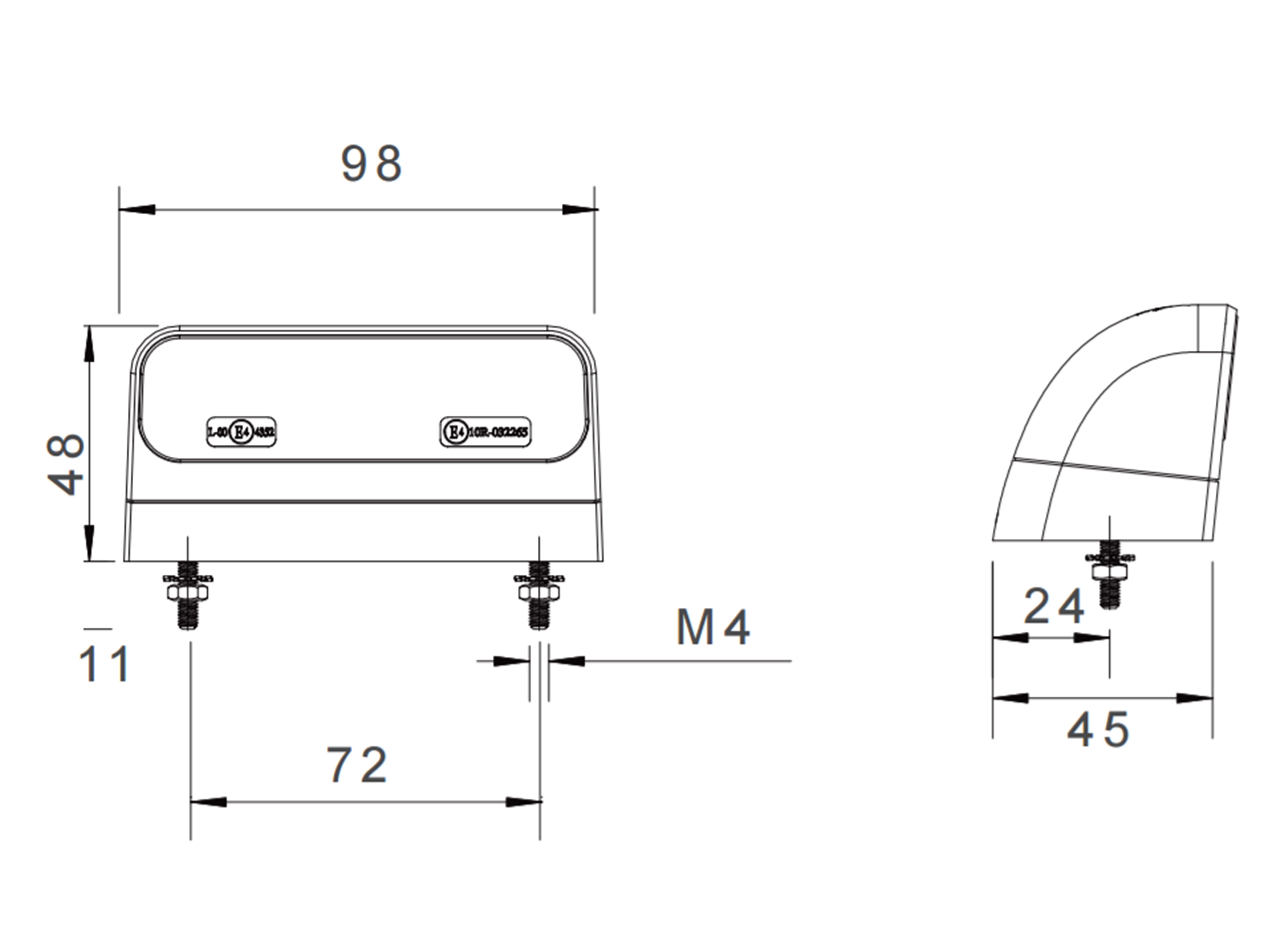 Nummerskyltbelysning LED 12/24 V 2 m kabel P & R - 3