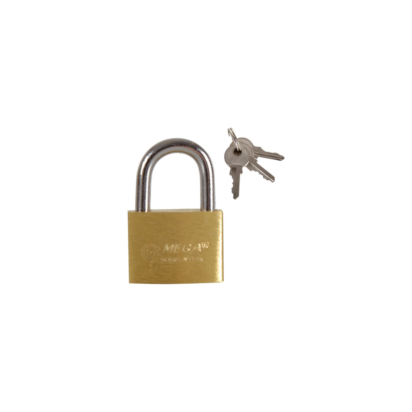 Brass Thin Padlock 20 mm Chrome Plated Shackle. 3 Keys.
