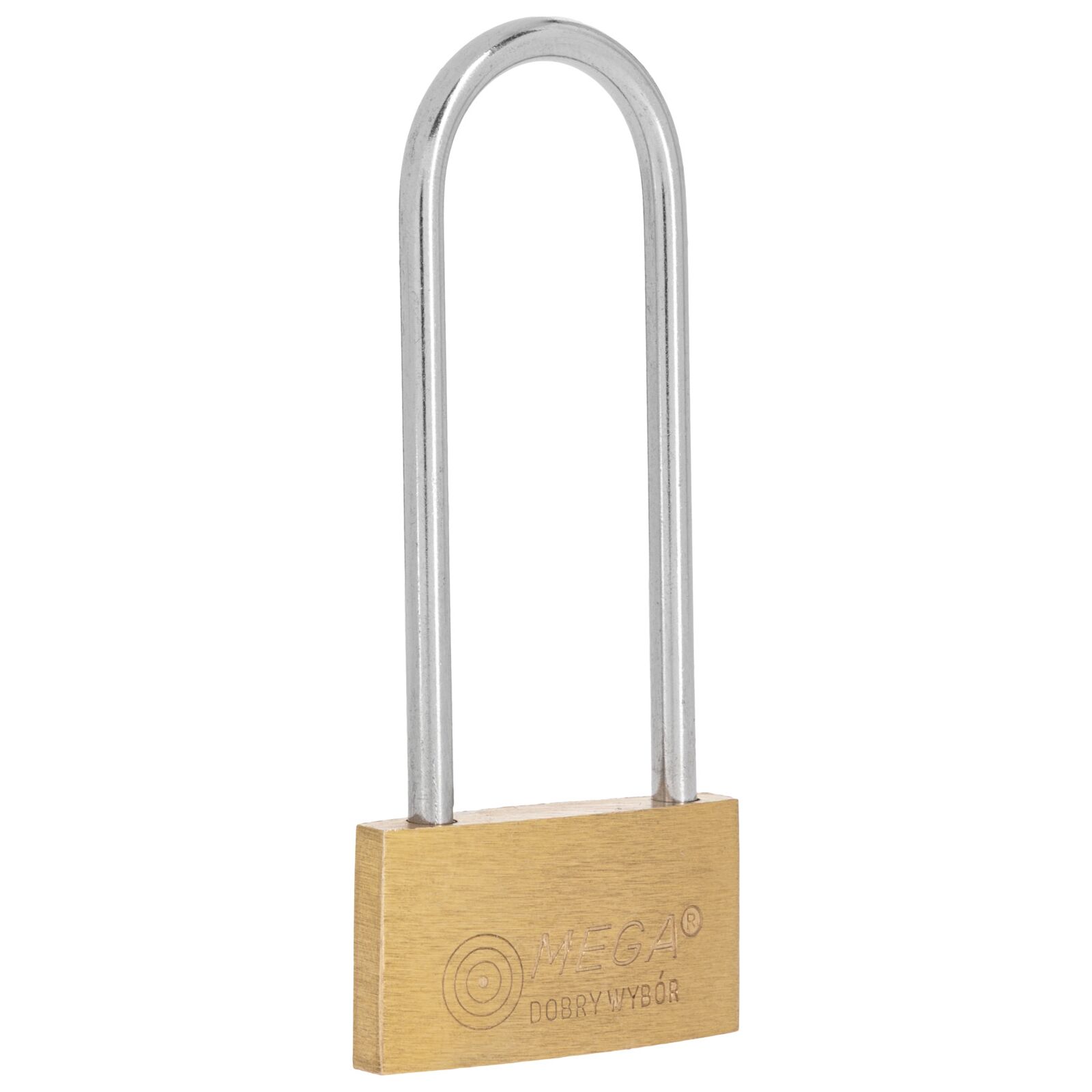 Brass Padlock 50 mm. Thin Type. Lång Chrome Plated Shackle. 3Keys. Packing Individual Color Carton Box - 3